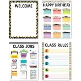 Creative Teaching Press CTP Core Decor Classroom Essentials 4-Chart Pack 17x22 inches -Contains Welcome, Birthday, Class Jobs, and Class Rules Charts 11134