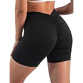 ENEESSI Women's High Waisted Workout Shorts - Butt Lifting Yoga Short Pants with V-Cut Back, 4-Way Stretch Gym Biker Shorts