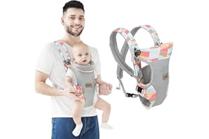 IULONEE Baby Carrier, Embrace Cozy 4-in-1 Infant Carrier Ergonomic Adjustable Holder Portable Convertible Front and Back Backpack Carry for Infants Toddlers Babies Girl and Boy 7-45 Pounds (Colorful)