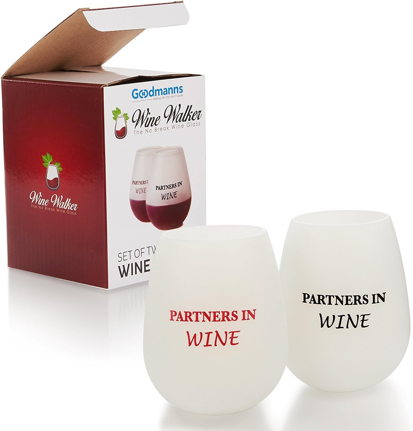 Partners in Wine Stemless Glass Set. Unique Funny Gifts for Women, Men, Nurse, Teacher, Retirement, Coworkers. Great Gift Idea for Her, Him, Birthday Present, Mom, Couples, Housewarming, Best Friends