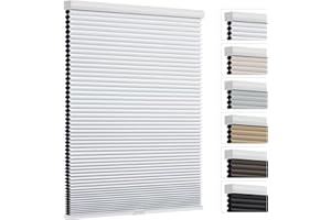 Changshade Blackout Cellular Shades Cordless for Indoor Windows Doors, Thermal Insulated 1.5 Inch Accordion Honeycomb Black Out Room Darkening Pleated for Bedroom, Bathroom, Nursey, 34" Wx72 H, White