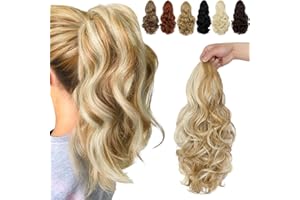 Felendy 15" Drawstring Ponytail Extension Curly Clip in Ponytail Hair Extensions Fluffy Wavy Long Pony Tails Hairpiece for Wo