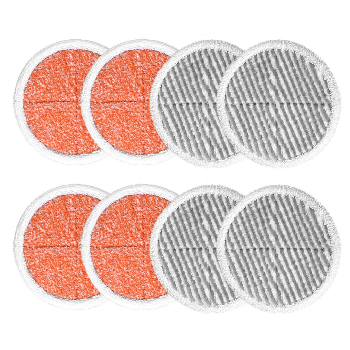 KEEPOW 8 Pack for Bissell Spinwave Pads, Replacement Compatible with Bissell Spinwave 2052E, 2039A, 2124, 2037 (4 Orange + 4 Grey)