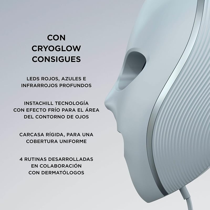 CryoGlow, Máscara Facial LED Vermelha e Azul, Cor Azul