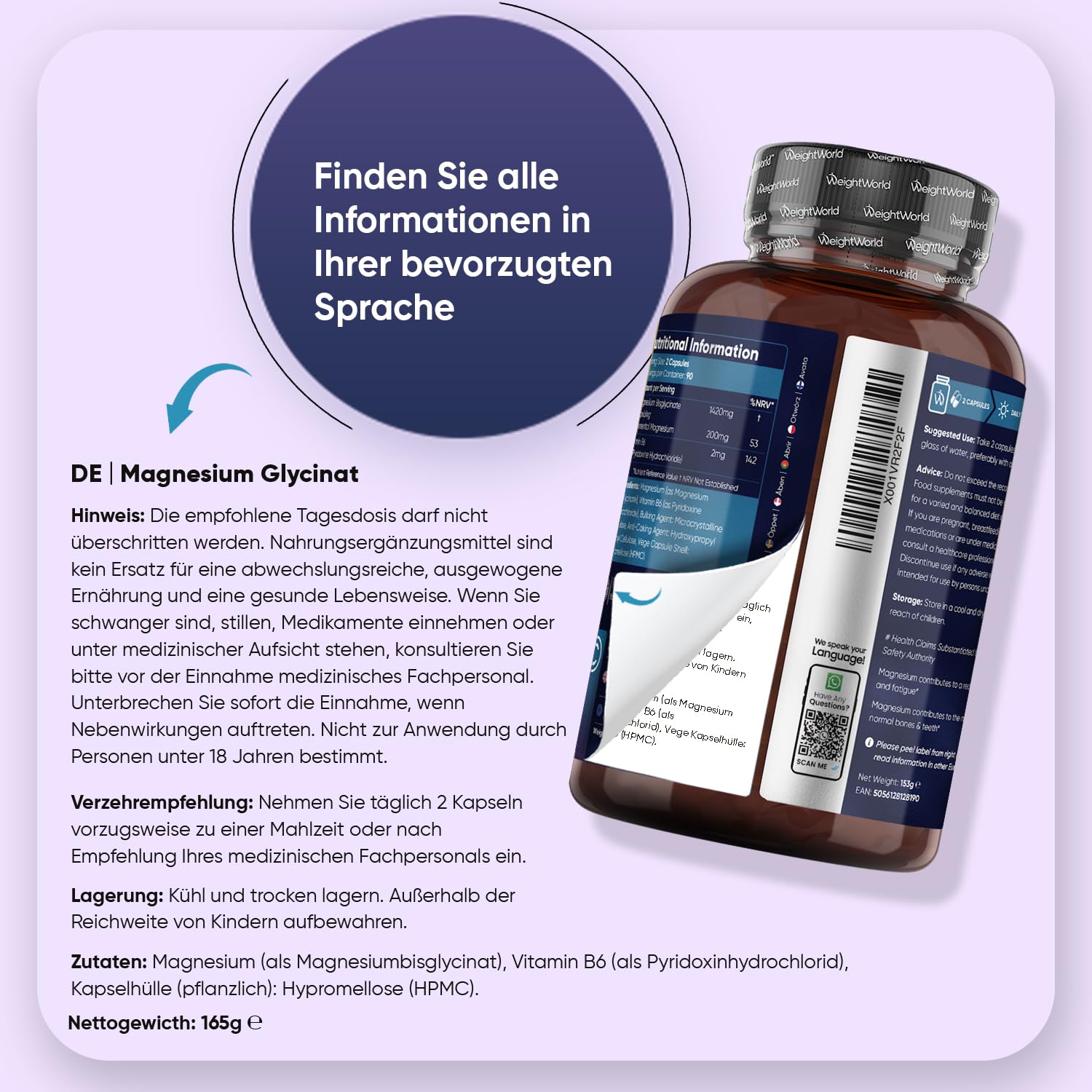 WeightWorld Magnesium Bisglycinat Kapseln - 1422mg pro Portion 4
