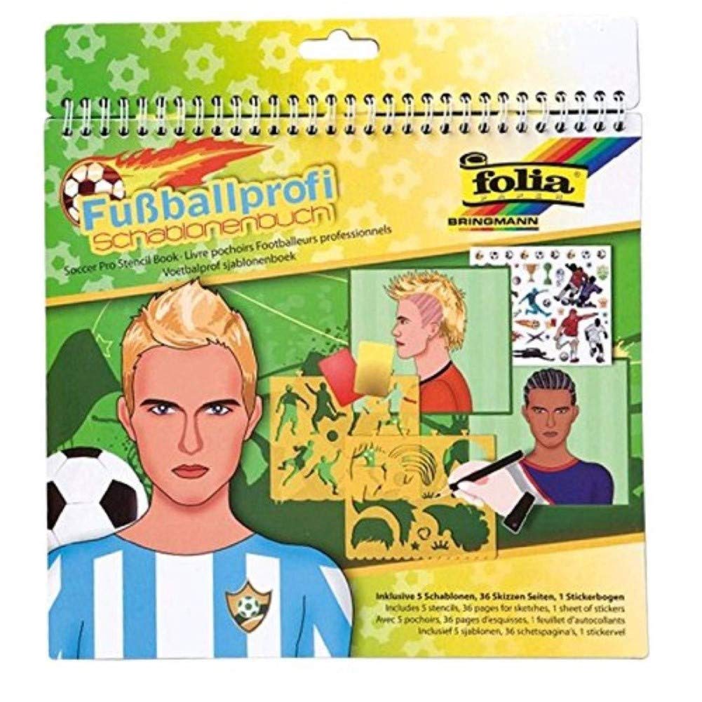Folia Stencil Book Football Professional 36 Coloring Pages, 5 Stencils & 1 Sticker Sheet for Kids