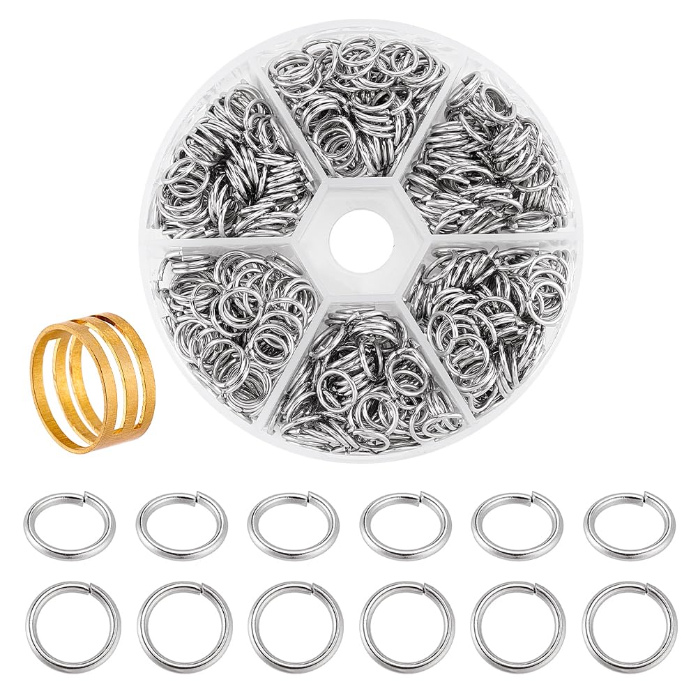PandaHall Elite 1 Box 304 Stainless Steel Open Jump Rings 8mm for Jewellery Making