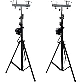Two (2) xTRUSS 14FT LIGHTING CRANK STANDS UNIVERSAL T ADAPTER HEAVY DUTY DJ PA CLUB