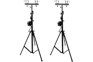 CEDARSLINK Two (2) xTRUSS 14FT LIGHTING CRANK STANDS UNIVERSAL T ADAPTER HEAVY DUTY DJ PA CLUB