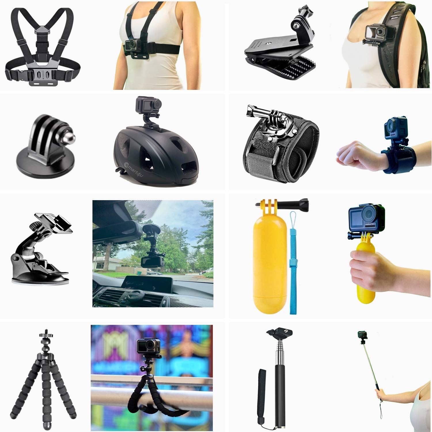 2019 DJI Osmo Action Camera with 2 Screens, 4K HDR Video, 11m(36ft) Waterproof, comes 128GB Micro SD, Carrying Case, Floating Handle, Portable Handheld, 50 in 1 Combo, 1 Year Limited Warranty - Image 4