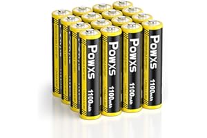 POWXS High Power Rechargeable AAA Batteries - Pre-Charged 1100mAh Ni-MH Triple A Batteries, Low Discharge, Long-Lasting (Pack of 16)