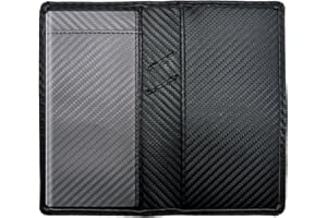 Sanlykate Leather Checkbook Cover for Men and Women, RFID Blocking Check Book Case Card Holder with Free Divider, Standard Register Duplicate Checks, Black Carbon Fiber