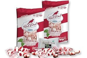 Red Bird Soft Peppermint Puffs Candy (Two Bags) | Melt Away Mint Individually Wrapped | Gluten Free Fat-Free Kosher - 100% Cane Sugar - Soko Smiles Thank You Hospitality Mint Included