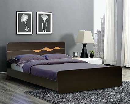 HomeTown Swril Queen Bed (Matt Finish, Brown)
