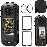 YETAMKR 6-in-1 Kit for Insta 360 X5 Camera: Mounting Case/Tempered Glass Screen Protector/Premium Optical Glass Front & Rear Lens Covers/Silicone Lens Protector/Camera Mounting Frame Accessories