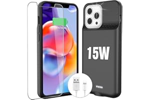 KKD Charging Case for iPhone 12/12 Pro,15W Fast Charging Real 7000mAh Smart Battery Charger Case with TPU Anti-Slip Design and Anti-Abrasion Flocking for iPhone 12/12 Pro Black