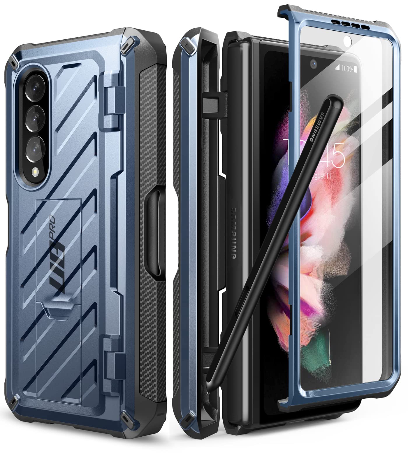 SUPCASE Unicorn Beetle Pro Series Funda para Samsung Galaxy Z Fold 3 5G (2021), funda resistente de cuerpo completo de doble capa con protector de pantalla incorporado, soporte y ranura para S Pen (inclinable)