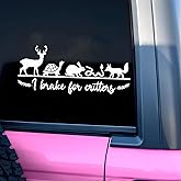 I Brake for Critters Car Decal Deer, Turtle, Rabbit, Dog, Cute Animal Meme, Car Window Mirror Decal Accessories Affirmations Funny Vinyl Waterproof 8 Inches Bumper Sticker Gifts for Mom Dad Friend