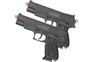 GOLDENBALL 2 Pack of Polymer Spring Operated 7" Inch BB Airsoft Pistol-Intended for Film and Costume use.