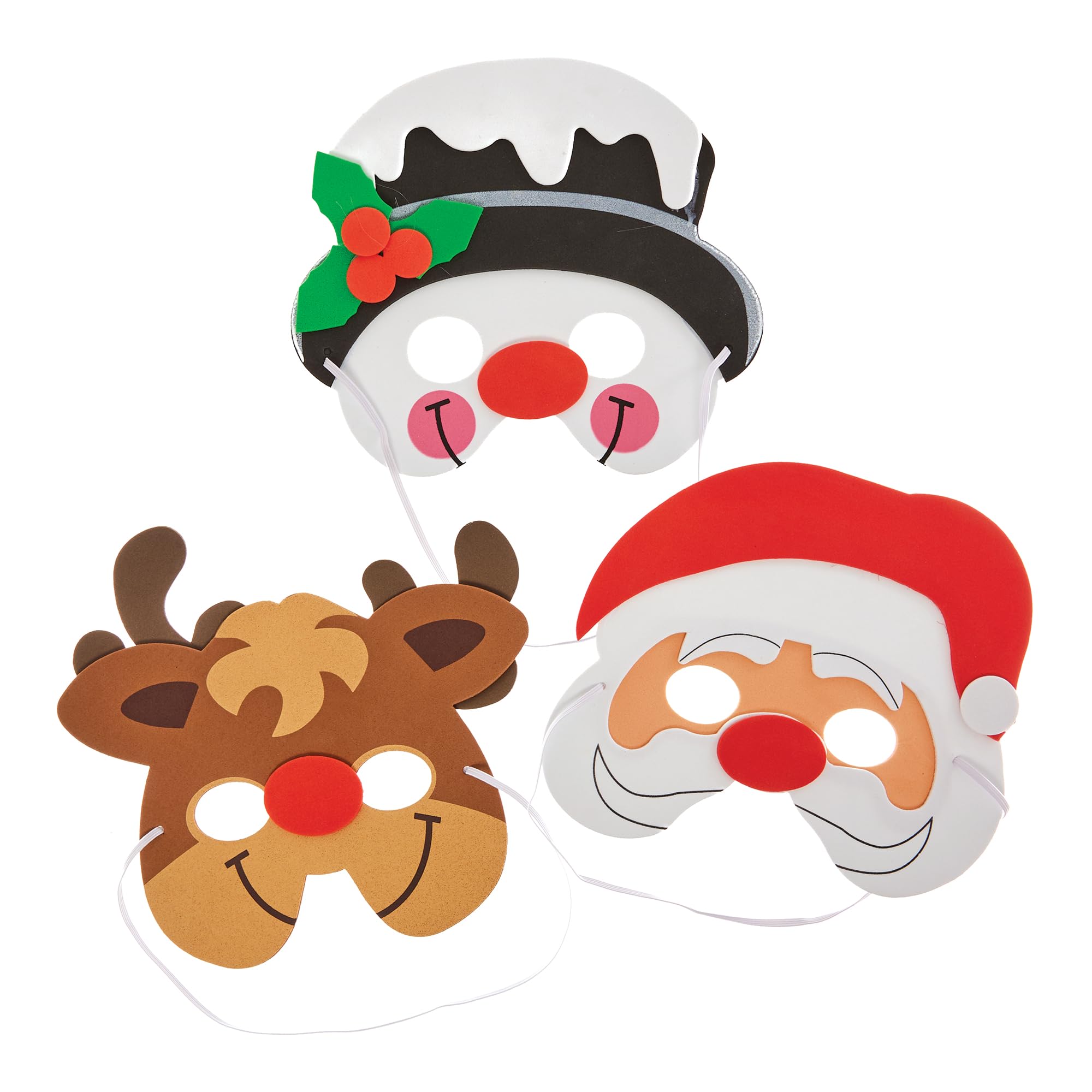 Baker Ross FN356 Christmas Foam Masks - Pack of 6, Christmas Fancy Dress for Kids