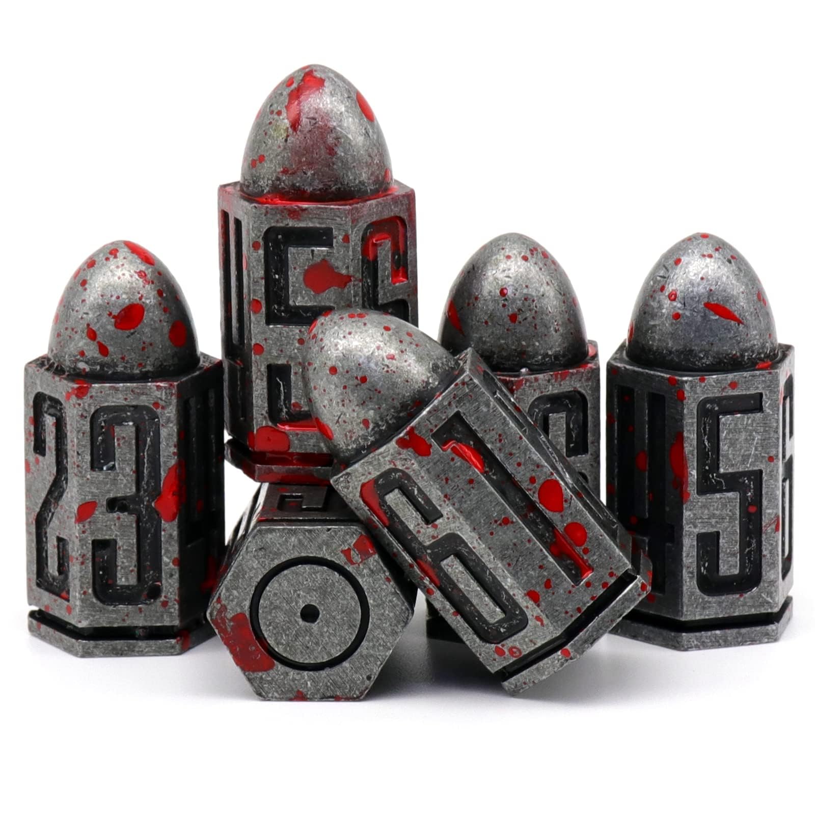 Bullet Metal Dice Set, DND D6 Dice 6pcs, for D&D Dungeons and Dragons Dice Accessories Gift（Bullet-Silver） — image 1