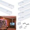 Muzata 6Pack 3.3FT/1M Plus-Size Spotless LED Channel fit Waterproof LED Strip up to 16MM Width White Aluminum LED Strip Channel LED Diffuser Channel with Milky White Cover U103 HW 1M