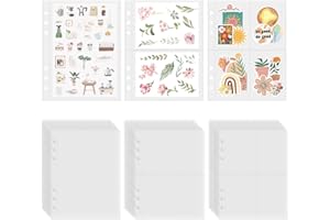 Dajino 30 Sheets Clear Binder Sleeves 1/2/4 Pocket Sheets Protectors Double Sided Plastic Sleeves for Photo Card Sticker Storage Organizer 6 Ring A5 Binder Inserts Refills Pocket Pages Set
