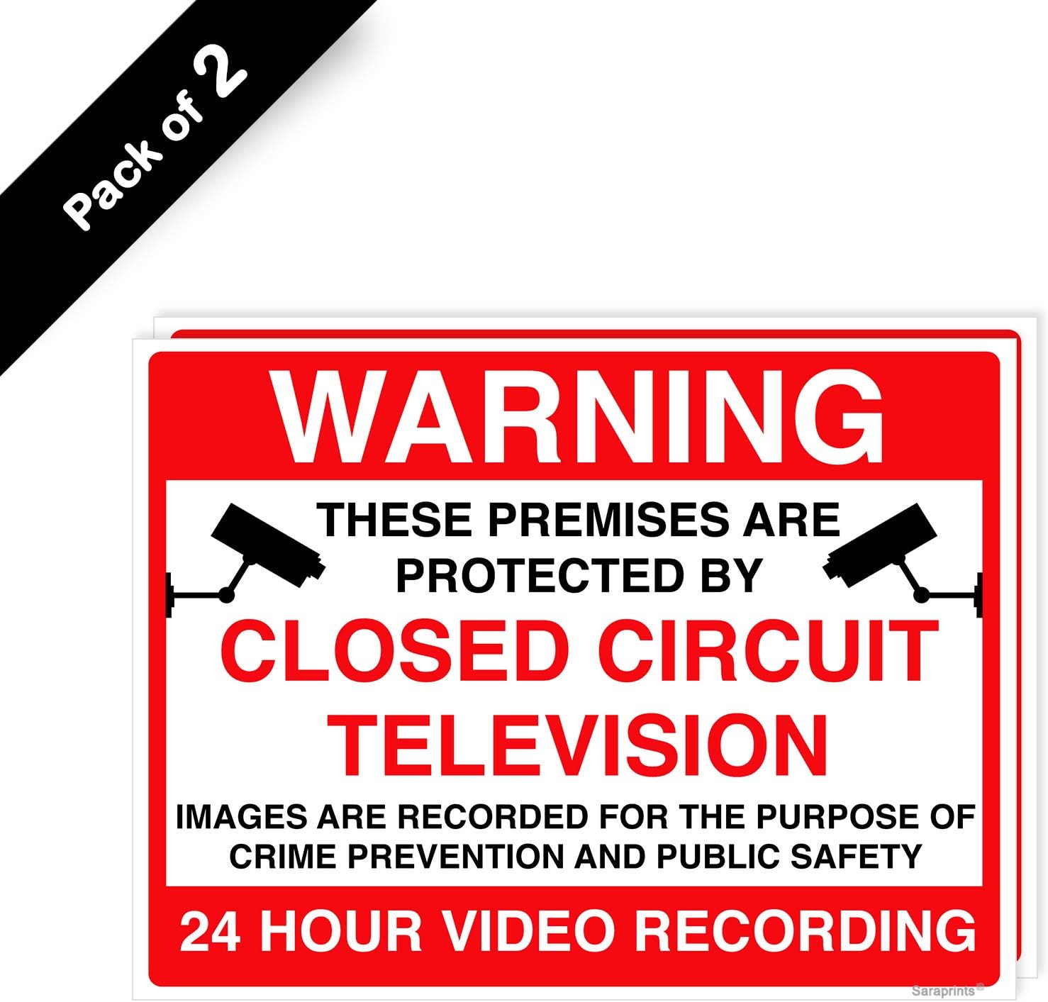 Pack of 2 Camera Sticker Self Adhesive Waterproof Vinyl CCTV Warning Stickers 200mmx150mm V1163 - Image 3