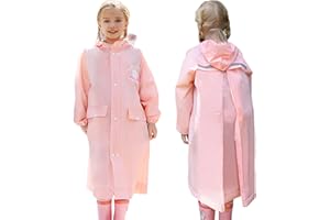 FEWLBY Kids Rain Coat for Girls Boys Raincoat Lightweight Waterpoof Kids Rain Jacket Toddler Rain Wear XL Size