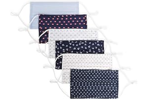 Perry Ellis Standard Reusable Pleated Woven Fabric Face Masks (Pack of 6, Assorted Prints and Colors), Assorted - Pleated, On