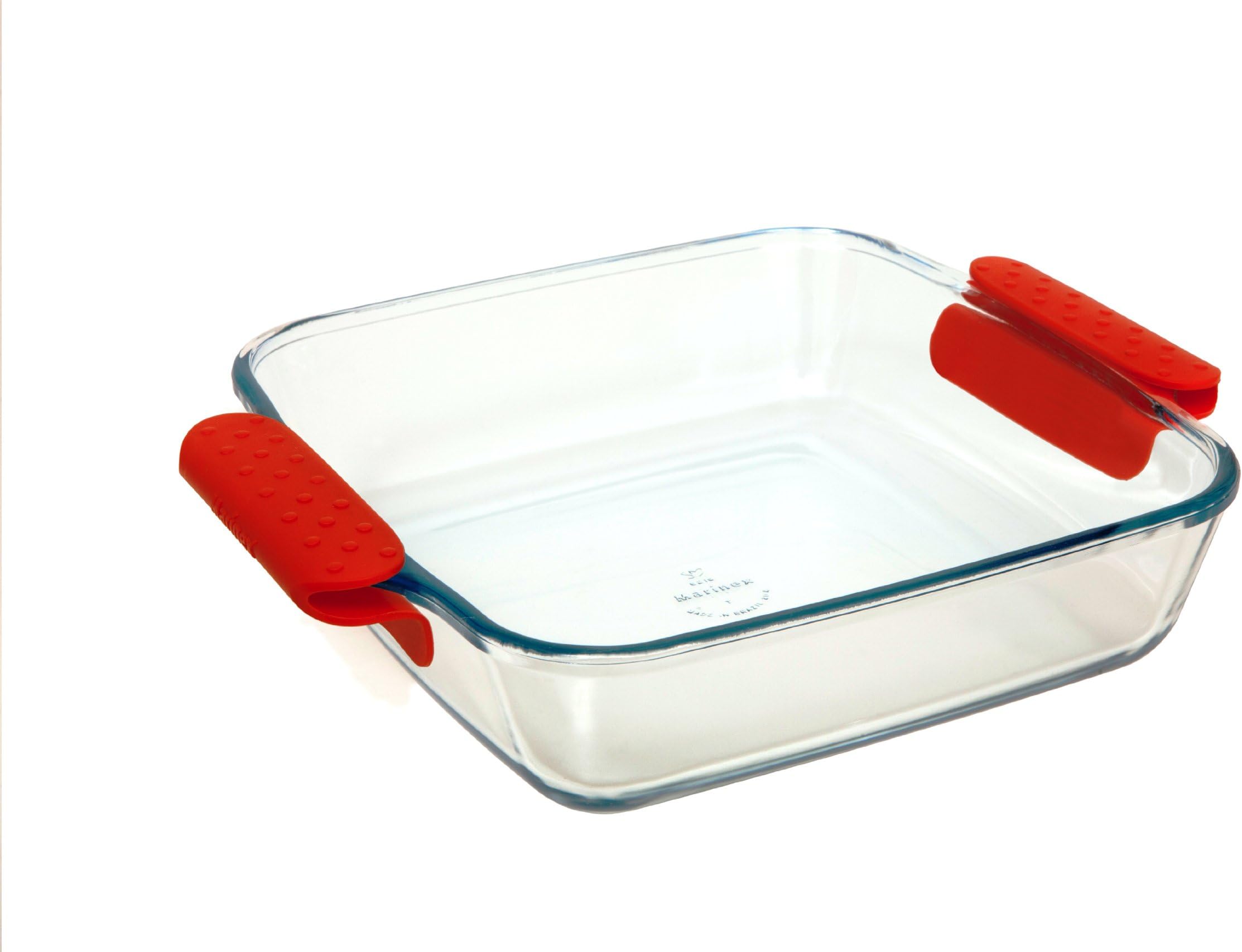 Marinex Prediletta Large Square Glass Roaster with Red Silicone Handles, 4-Quart