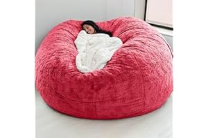 TRAVEVA Big Huge Giant Bean Bag Chair for Adults, (No Filler) Bean Bag Chairs in Multiple Sizes and Colors Giant Foam-Filling Required- Machine Washable Covers, Double Stitched Seams (Red,7FT)