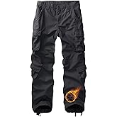 TRGPSG Men's Fleece Lined Hiking Pants Winter Camo Cargo Pants Windproof Tactical Casual Work Ski Pants with 8 Pockets