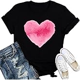 IFQ Valentines Day Shirts for Women Cute Love Heart T-Shirt Romantic Valentine Couple Tee Tops
