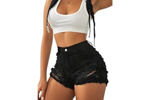 Avanova Women Jean Denim Sexy Mini Shorts Ripped Distressed Cut Off Stretchy Raw Hem Hot Pants Shorts