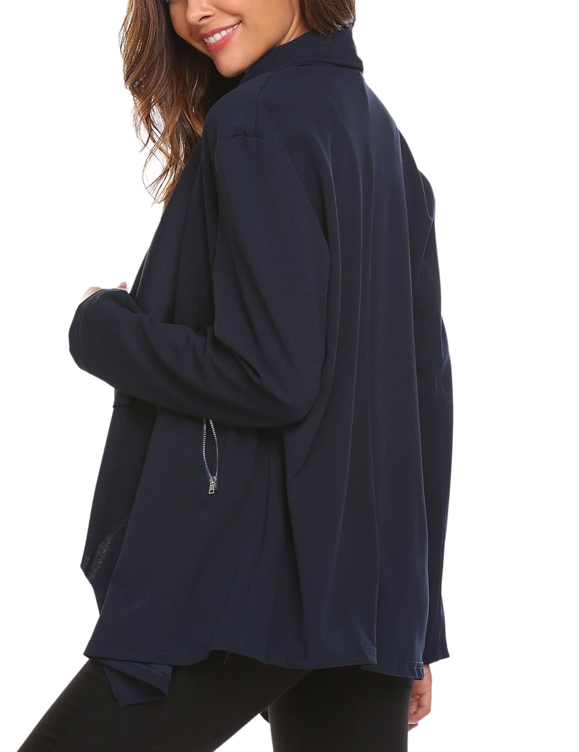 Zeagoo Womens Long Sleeve Draped Open Front Cardigan Sweater with Pockets