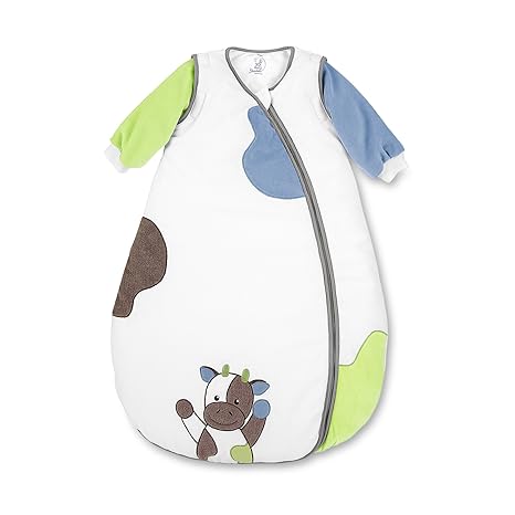 Sterntaler Schlafsack für Kleinkinder, Abnehmbare Ärmel, Wärmeregulierung, Reißverschluss, Größe: 110, Wieslinge, Weiß/Grün/B