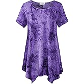 LARACE Short Sleeve Shirts for Womens Plus Size Tops Casual Summer Clothes Asymmetrical Tunic Blouses