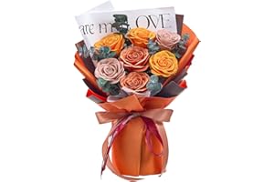 Polylove Roses Bouquet 7-Piece Soap Flower Scented Soap Roses Gift Box for Wife Mother Valentines Day Mothers Day Anniversary Birthday (Orange)