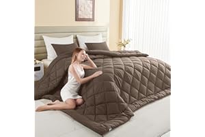 MIOTO 120x128 Oversized King Comforter, Extra Large King Size Comforter Oversized, All Season Soft Lightweight Quilt Down Alternative Duvet Insert with 8 Corner Tabs(120x128, Brown)