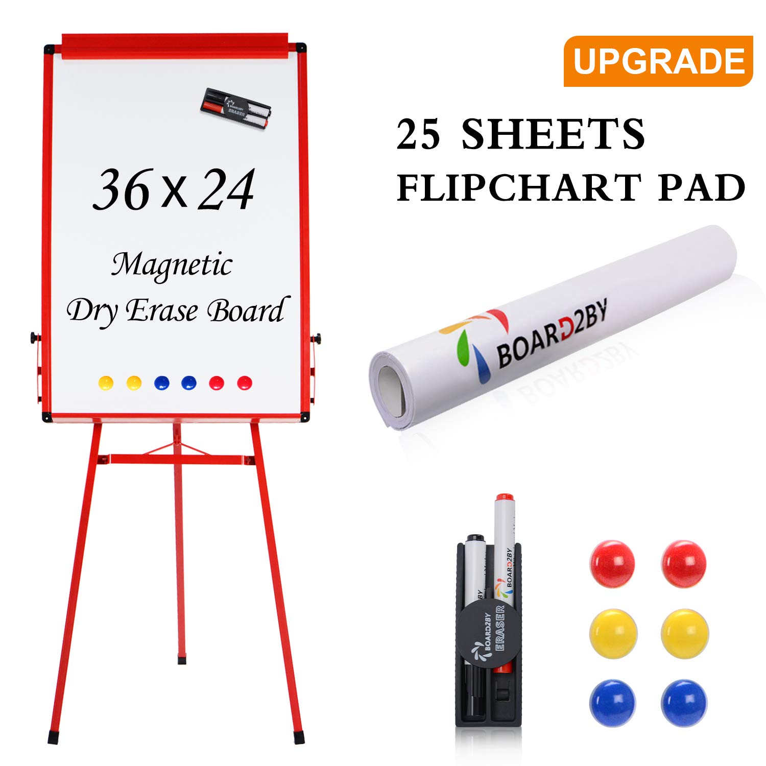 Upgraded 24 x 36 Inch Dry Erase Board Flip Chart Tripod Stand