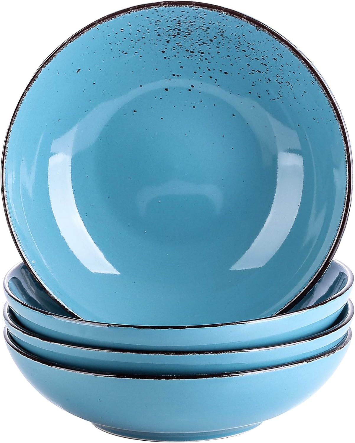 vancasso, Navia Series, Porcelain Soup Plate, Salad Bowl, 4 Pieces - 700 ML, Sea Blue, 4-Piece