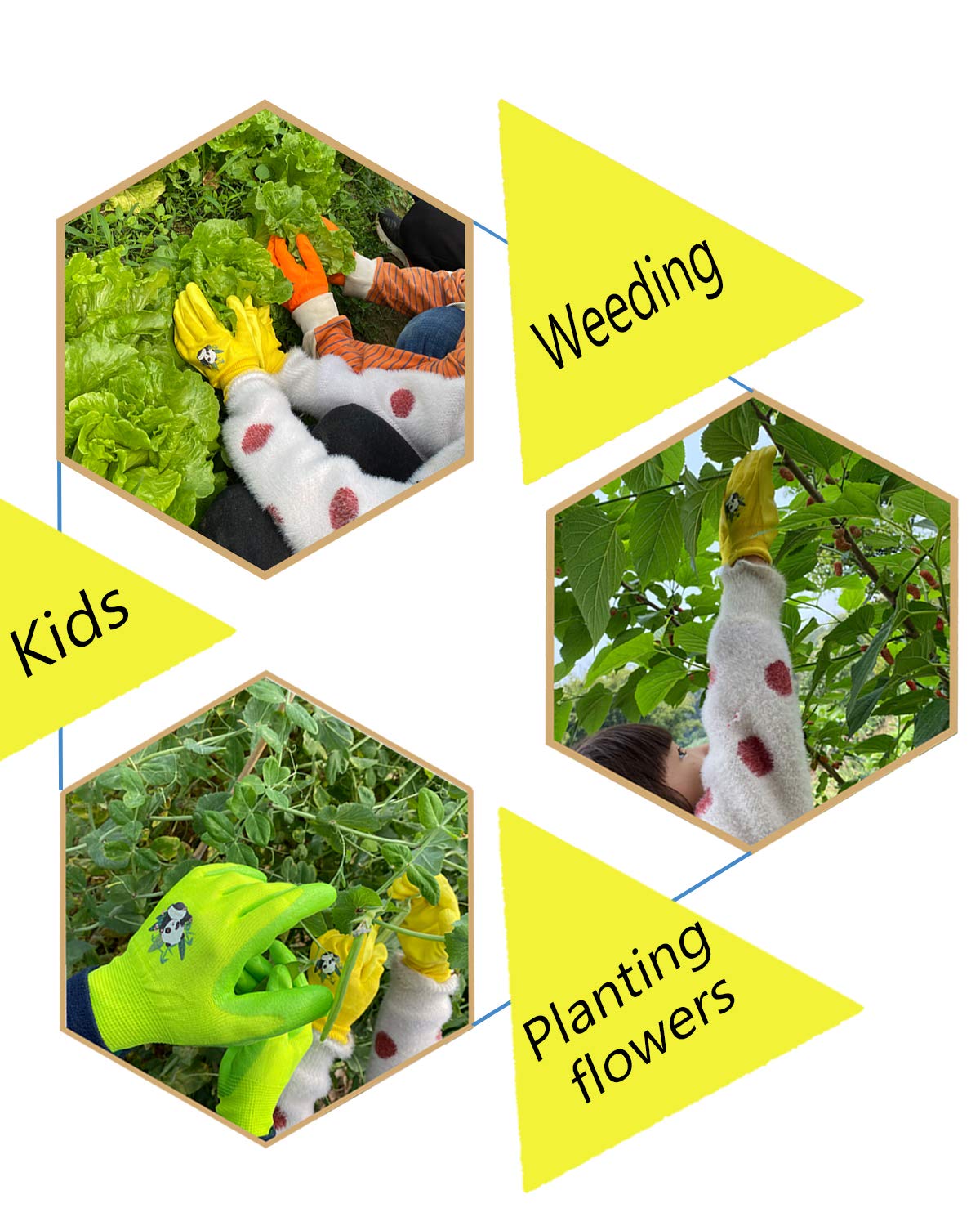 HANDLANDY 3 works Kids Gardening Gloves for Age 2-13, Toddler Children Garden Yard Work Outdoor Playing Gloves - Image 5