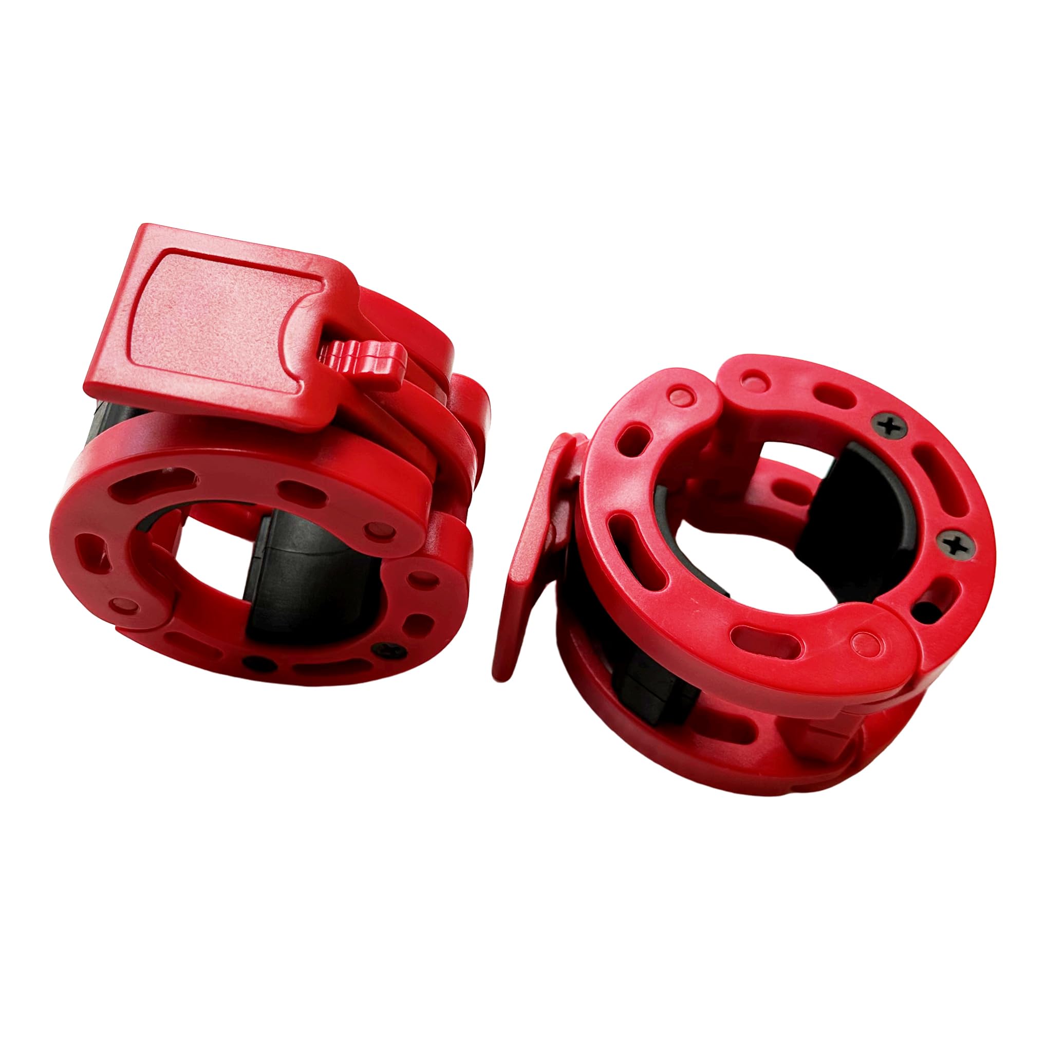 Rivotrance Clamps for 2 Inch Olympic Barbell, Locking Weight Clips, Locking Weight Clips, Lockdown Weight Clamps for Weightlifting Fitness Training (Red)