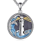 KQF Lighthouse Necklace for Women 925 Sterling Silver Lighthouse Pendant Necklace Lighthouse Jewelry Gift for Men