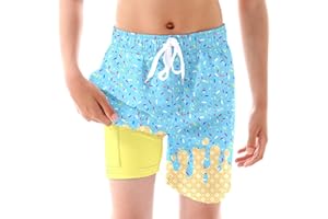 Ahegao Boys Swim Trunks with Compression Liner Big Kids Bathing Suit Quick Dry Board Shorts for 6-20 Years