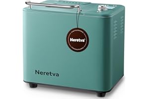 Neretva 20-IN-1 Bread Maker, Dual Heater 2LB Bread Machine Stainless Steel Bread Makers Machine Nonstick Ceramic Pan Compact 