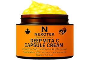 NexoTek Deep Vita C Capsule Cream | Vitamin-Infused Moisture Cream for a Radiant, Fresh-Looking Complexion | Capsule-Melt Tex