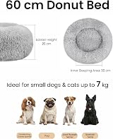 OKPOW Donut Dog Bed 60cm Calming Anti Anxiety Round Plush Pet Cushion Non Slip view 2