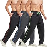 E-SURPA Men's Athletic Pant with Pockets Open Bottom Sweatpants for Men Workout, Exercise, Running